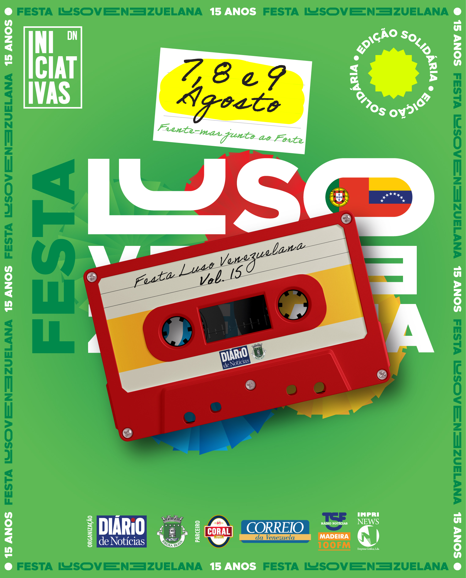 Cartaz Festa LusoVenezuelana Vol. 15 — 7, 8 e 9 de Agosto